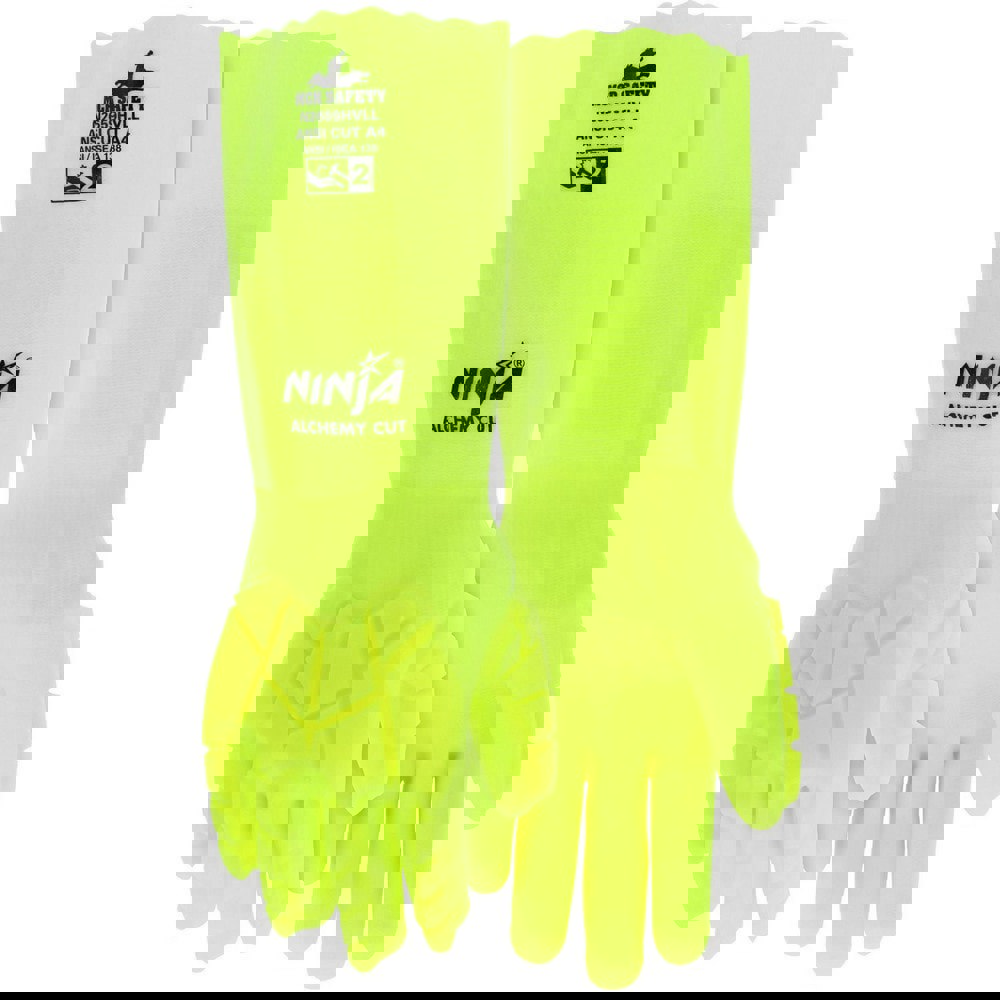 Puncture and Abrasion-Resistant Gloves: Size M, ANSI Puncture 3, Polyvinylchloride, Nitrile